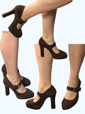 Michael Kors Chocolate Brown Suede Flynn Mary Jane Heels New With Defects sz 8